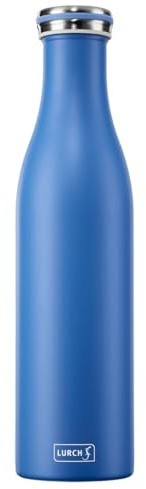 Lurch 240865 Isolierflasche/Thermoflasche für heiße und kalte Getränke aus doppelwandigem Edelstahl 0,75l, azur