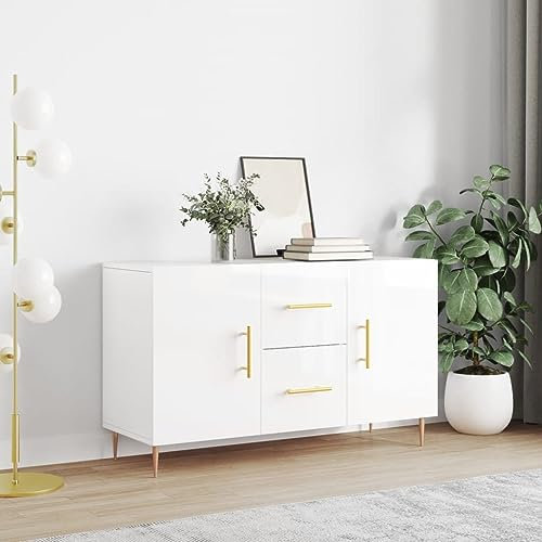 HETFTJN Sideboard, Büroschrank Waschbeckenunterschrank Wäscheschrank Apothekerschrank Geeignet für Office Flur Küchenzeile Badezimmer Hochglanz-Weiß 100x36x60 cm Holzwerkstoff
