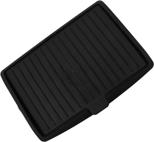 Dish Drainer and Microwave Grease 17.5x12x1.2 inch Large Plastic Draining Board with Non-Stick Cover Black Drying Rack Tray Large Draining with Side Drop Slope Diversion for Pots Bowl Cup Kitchenware