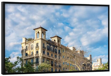 artboxONE Poster mit schwarzem Rahmen 60x40 cm Reise Gebude in Barcelona - Bild Barcelona Architektur Barcelona