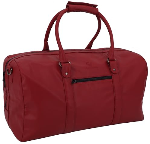 GERMANUS Handgemachte Reisetasche Lothar, Weekender aus dickem Kunstleder für den Kurztrip, Reise oder Wochenenddreise (Rot)