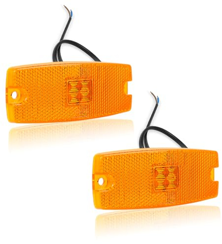 Qiping 2 Pack Begrenzungsleuchte Orange 12V 24V LED Umrissleuchte Gelb Bernstein Positionsleuchte mit E-Prüfzeichen für LKW, Pkw-Anhänger, Wohnwagen, Kfz, Traktor