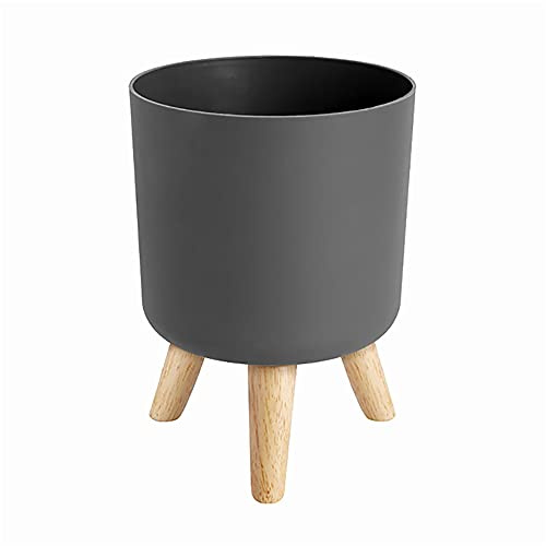 Yurhuit Macetas Modernas con Patas de Madera, Soporte para Dormitorio, Sala de Estar, Maceta de Pie en Maceta, Macetas de JardíN para el Hogar, -1