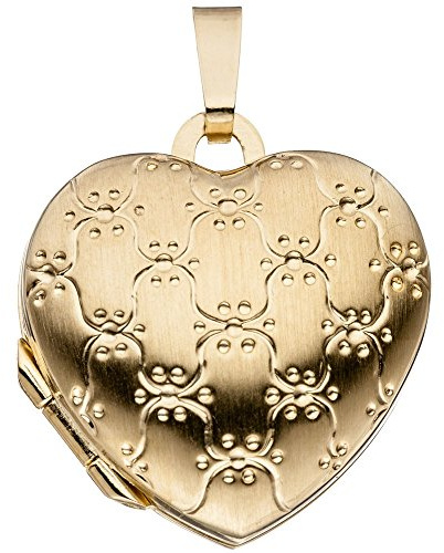 Medaillon Anhänger zum Öffnen Amulett Herz 333 Gold Gelbgold mattiert Damen