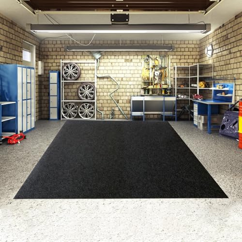 Large Garage Floor Mat 7.3FT x 16FT for Under Car Protects Floor, Dark Grey Motorcycle Oil Spill Mat, Absorbent Oil Garage Parking Mats, Non-Slip Waterproof Backing Extra Large Garage Mats Dar