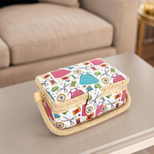 Nähkorb, Stoff, Großer Vintage-Organizer, Bastelwerkzeug, Zubehör-Set, Aufbewahrungsbox, Modell C, Nähkorb-Set, Nähkorb-Organizer für Nadeln, Faden, Maßband