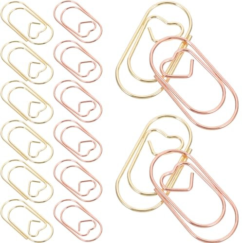 NUOBESTY Lot De 30 Trombones Métalliques Décoratifs En Forme De Cœur Pour Documents Cartes De Visite Notes Mémos