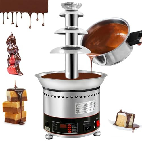 Chokladfontän, Chokladfonduefontän,5 Nivåer 9 Lbs Stor Chokladvattenfallsmaskin,Justerbar Temperatur (86–302°f / 30–150°c) För Bröllop,Fester,7tiers