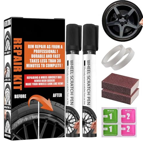 Cutiolly Stylo Peinture Voiture,Stylo Retouche Peinturepour Jantes,Stylo Retouche Peinture Carrosserie,Retouche Peinture Noir Brillant,Rayure Voiture,Anti Rayure,Stylo Rayure Voiture (2)