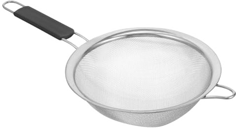 MUCKLILY Colador De Acero Inoxidable 304 Grande, Malla Fina Con Mango Plástico, Filtro Multiusos Para Cocina y Hornear, Utensilio Seguro Para Tamizar Harina, Azúcar y Jugos, Uso Doméstico