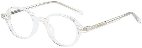 LJCZKA Ovala blåljusfilter glasögon för kvinnor män runda datorglasögon utan styrka mode glasögon anti-trötthet för PC, TV och mobiltelefon, transparent, 46-23-138