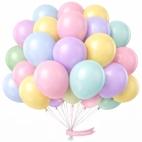 Mix Pastel Party Balloon 30 Pcs 10 Inch Macaron Pink Blue Yellow Purple Green Rainbow Kids Party Latex Balloons Birthday Decoration for Wedding Baby Shower Graduation Anniversary Occasions