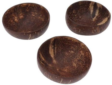 Mimdixy Ensemble de bols en noix coco, anti-fuite, réutilisables, polis à la main, bols coquille noix coco, fabrication soignée, décoration cuisine bois, récipient pour riz, dessert,