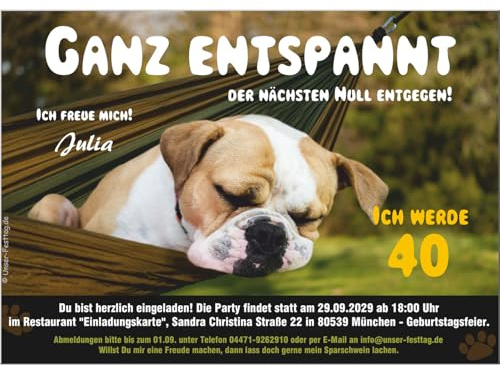 Einladungskarten zum Geburtstag Erwachsene, Mann Frau - für jedes Alter | Wunschalter 40 50 60 70, 10 Karten