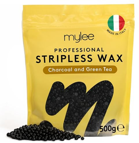 Mylee Professional Perlas de Cera Depilatoria 500g, Bolitas Para Usar Sin Bandas, Sin Dolor Para Cuerpo, Cara e Ingles (Carbón y Té Verde)
