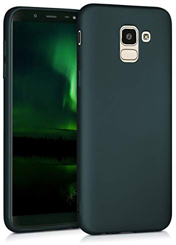 kwmobile Case kompatibel mit Samsung Galaxy J6 Hülle - Schutzhülle aus Silikon metallisch schimmernd - Handyhülle Metallic Petrol