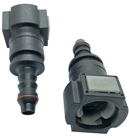Fuel Line Quick Connector Bundy Female to Hose Barb Straight for 1/4 Steel to 1/4 ID 5/16 OD Nylon Tubing, Pack of 2