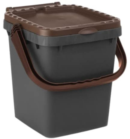 Ecoplast | Pattumiera per Raccolta Differenziata 20 Lt, Bidone Spazzatura in Plastica Riciclata, Marrone, 34,5x34,5x34,5, Made in Italy