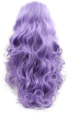 XINGYU Pelucas sintéticas púrpuras para Mujeres Ropa de Fiesta, Reemplazo Largo para Damas Drag Queen Lila/Lavender Lace Front Pelucas, Curly Wave Heat Friendly