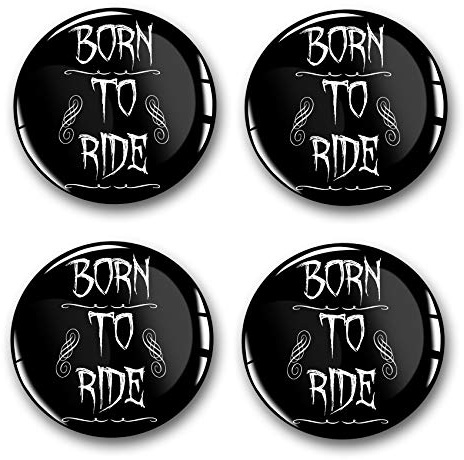 4 x Gel Aufkleber für Nabendeckel 60mm Durchmesser Felgenaufkleber Sticker für Felgen Emblem Doming für Auto Kfz Tuning Zubehör DM007 (Nr. 14 Born to Ride, Gel Aufkleber Set)