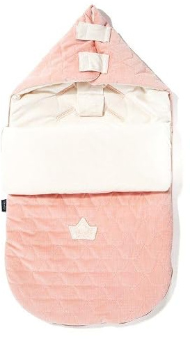 LA Millou Kinderwagen-Schlafsack, Premium, S & Bright Pink Powder Rafaello Velvet Collection