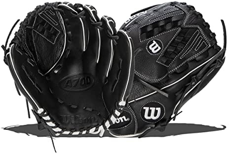 Wilson A700 Fastpitch 12.5, Guanti da Softball Bambina, Nero/Bianco