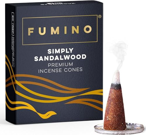 Fumino Räucherkegel mit frischem Duft Schlichtes Sandelholz – 1 Box à 15 Kegel Masala Agarbatti Räucherkerzen Klein - Duft für Entspannung, Meditation, Linderung bei Stress und Angstzuständen
