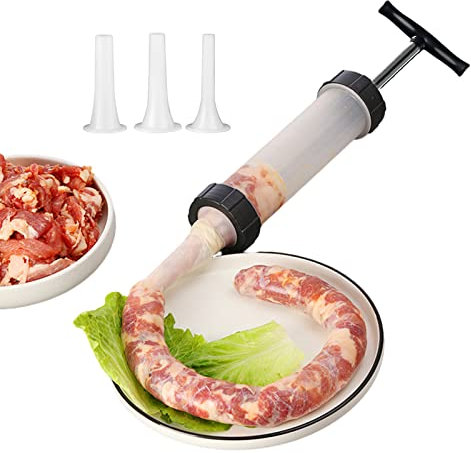 Herramienta Rellenar Salchichas Embutidora De Salchichas Embutidora Manual Relleno De Salchichas DoméStico, Con 3 Boquillas DoméSticas, Utensilios De Cocina, Adecuado Para Salchichas Caseras