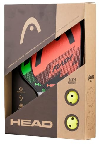 HEAD Flash Pickleball-paket – 2 godkända paddlar, 2 utomhusbollar, bärväska