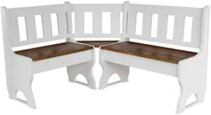 k koma Stilvolle Eckbank aus massivem Kiefernholz – Weißer Korpus & warme Calvados-Sitzfläche – Perfekt für Küche & Esszimmer (100 x 120)