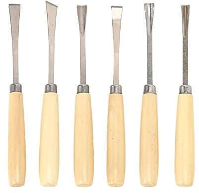 Herramienta de torneado de madera redonda, cincel de carpintería, juego de cinceles de carpintería de 6 piezas Herramienta de tallado Cuchillo de cincel de grabado Herramientas de carpintería para car