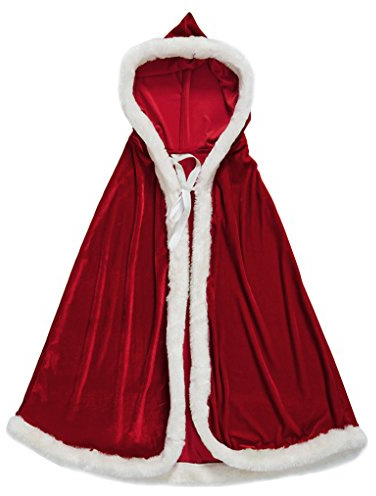 NICEYEA Santa Claus Umhang Weihnachtsmantel mit Kapuze Rotes Cape Weihnachtsmann Samt Kapuzenmantel Cosplay Party Rot Samt Mantel Roter Umhang Weihnachts-Kostüm für Damen