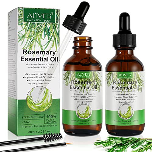 Rosmarin Öl für Kopfhaut und Haar, Stärkendes für Gesundes Haarwachstum, 100% Naturreines Ätherisches Rosmarinöl für Hautpflege, Aromatherapie 2 Pcs