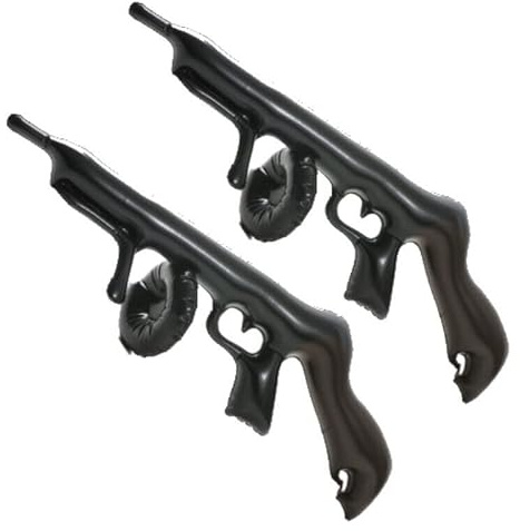 2 x Inflatable Tommy Gun 80cm Blow Up Machine Gun Fancy Dress Party Accessories Gangster Costume Accessory Guns
