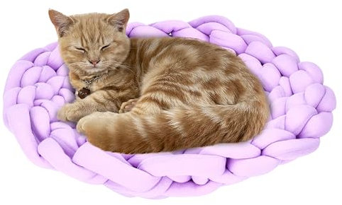 Pfotenolymp Pawlympic Katzenbett Flauschig - 40x14x40 cm - Gemütliches Flauschiges gewebtes Bett für Katzen aus Wolle - Sauberes Design Katzensofa, leicht zu transportieren - Lila
