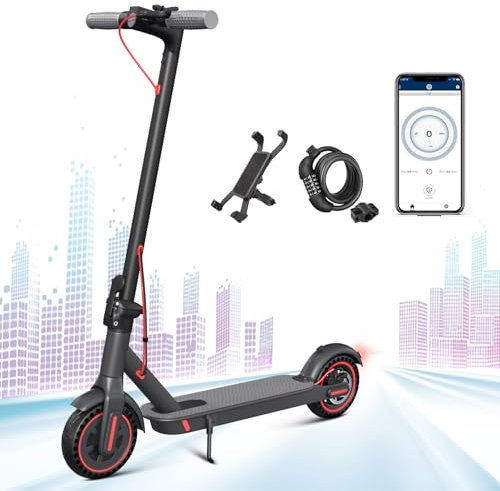 [2024 Nouvelle Version] Trottinette Électrique Adulte, 8.5 Pneus Solides Scooter Électrique, E-Scooter Pliable Moteur 350W et Batterie 36V 10.4Ah, 25KM/H, Autonomie 35KM, APP Contrôle