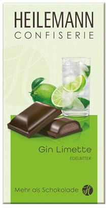 Heilemann Confiserie Schokolade, gefüllte Praliné-Tafeln, 100 g (Gin-Limette)