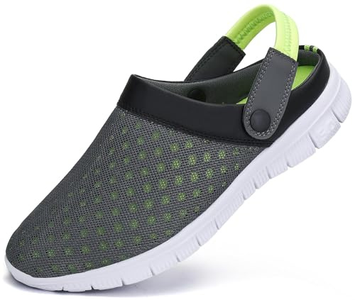 SAGUARO Zuecos para Hombre Mujer Zapatillas de Playa Respirable Ligeras Sandalias Antideslizante para Jardín Río Mar Piscina, Verde, 45 EU