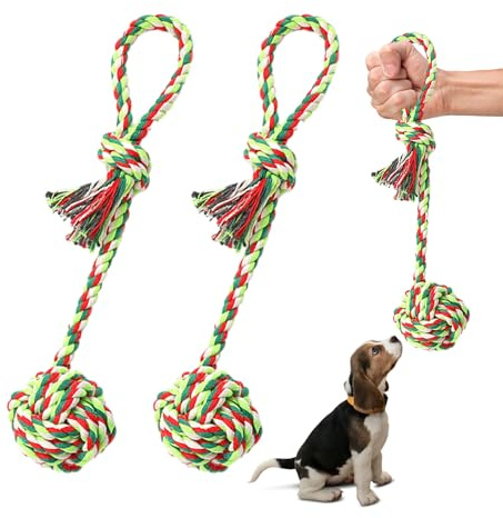 NyxSeat 2 piezas de cuerda de algodón para perros, cuerda de algodón trenzado, bolas de limpieza dental, cuerda de algodón para mascotas