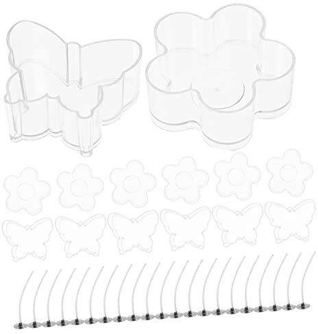 IWOWHERO Wiederverwendbare Kunststoff Kerzenschalen Brennverzögernd Inkl Dochte Stabile Votivbehälter Für Diy Kerzenherstellung Schmetterling Blumen Formen Dochte Für Duft Teelichter