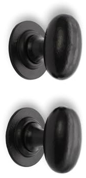 Infinity Decor Vintage Style Cast Iron Oval Mortice Unsprung Door Knobs Pair 65mm Pull Handles in Matt Black - Suitable for Exterior and Interior Doors