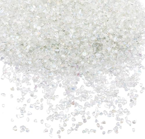 SUNNYCLUE 1 låda 200 g krossat glas trasiga glasdelar oregelbundna kristallflisor klara flingor paljetter små tjocka flingor paljetter för nagelkonst harts hantverk gör-det-själv vas fyllning