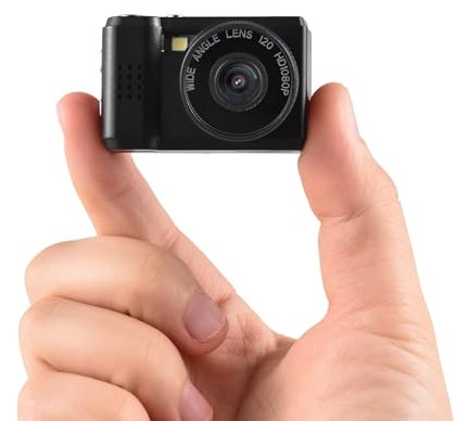 Andoer Mini cámara digital, cámara de fotos digital compacta de 1080P, batería integrada con flash de pantalla LCD, para niños, adolescentes, personas mayores, principiantes