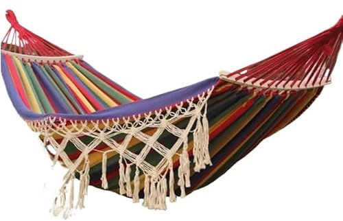 Tragbare Hängematte, Canvas-Hängematte, Doppel-Camping-Hängematte for 1–2 Personen, tragbare Canvas-Reisehängematten, ultraleichte hängende, atmungsaktive, schnell trocknende Outdoor-Garten-Hof-rot 20