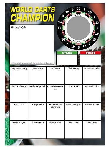 Totally Bonkers - Darts Fundraising Scratch Cards - 20 Square - A6 (148x105mm) - 10 Pack - TB0008 - Blind Card