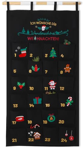 2024 Adventskalender zum Befüllen Wandkalender&Wandteppich, 70x130cm Adventskalender zum Aufhängen Stoff, Adventskalender aus Stoff zum Befüllen, Adventskalender Wandkalender Stoff für Weihnachtsdeko