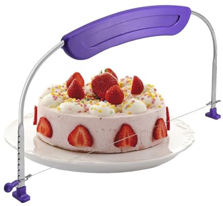 Cake Cutter, Professional Cake Leveller, Adjustable Cake Slicer Cutter with Stainless Steel Wires, 34.5x15.8cm Baking Tool for Birthday Wedding Layer Cakes (Purple)