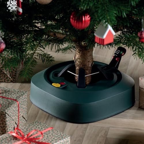 Just for Christmas Tree Stand for Real Trees - Pedal Operated Large Christmas Tree Base W/13cm Diameter, Holds 3.2L of Water, Four Grippers for Trees up to 2.4m | Perfect for Real Christmas Trees