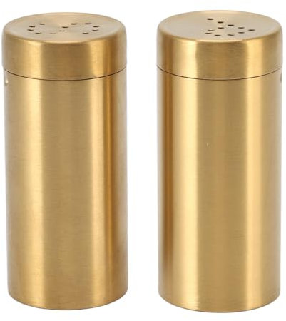 Nikou 2 Barattoli per Spezie In Acciaio Inox Dorato con Tappo A Vite, Spargispezie Bottiglia, Apertura Superiore, per Sale, Zucchero, Pepe, Peperoni