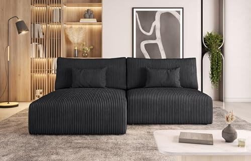 Moderno Ecksofa mit Schlaffunktion MODULO - Sofa mit 3 Sitzen und Robusten Überzug - Schlafcouch L-Form - Modern Couch - 210x152x80 cm - Graphit